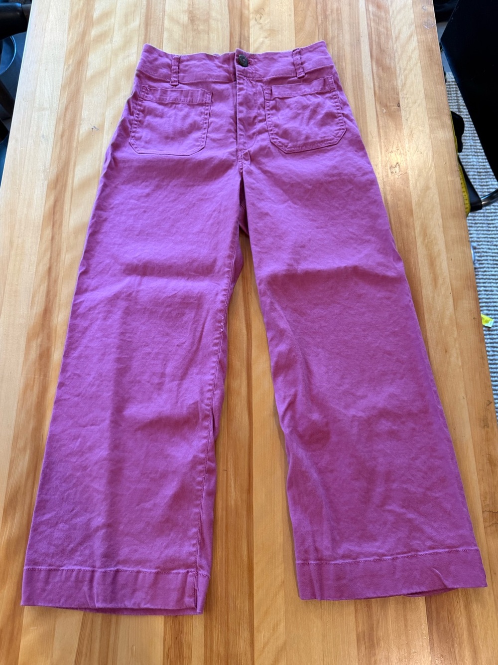 Maeve Wide-Leg Cotton Pants in Bright Purple